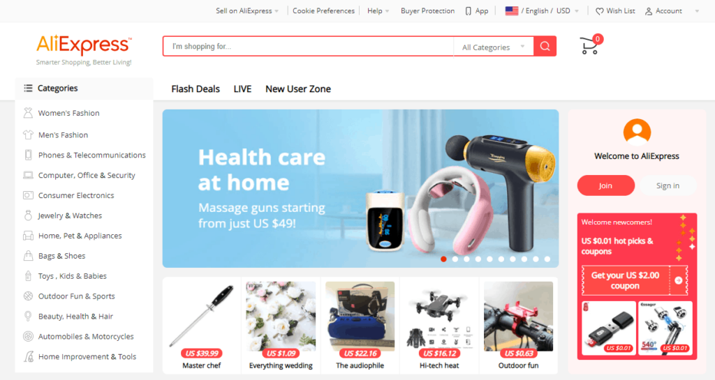 AliExpress homepage