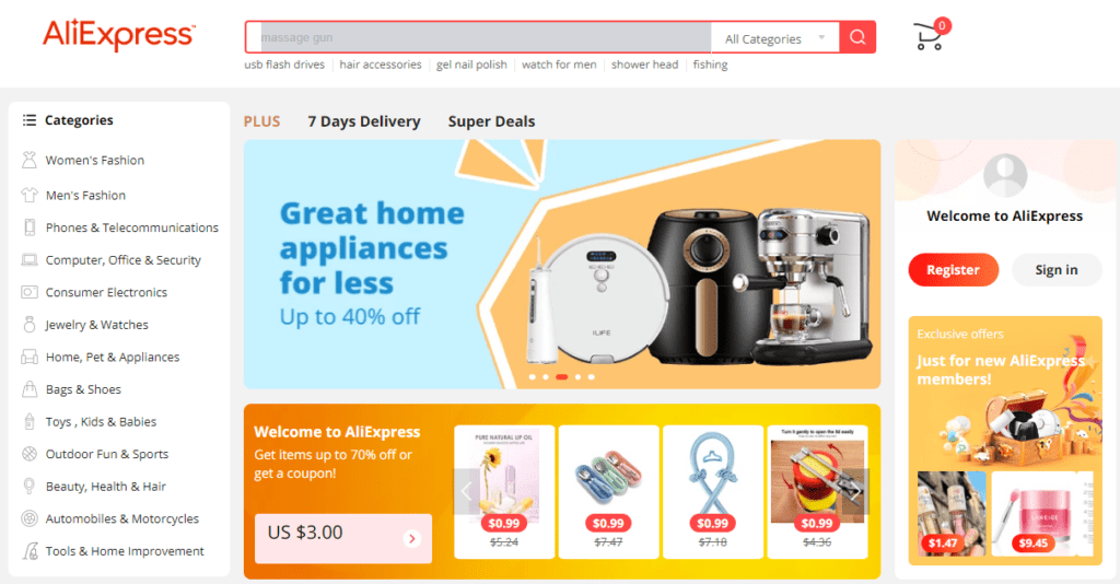 AliExpress homepage