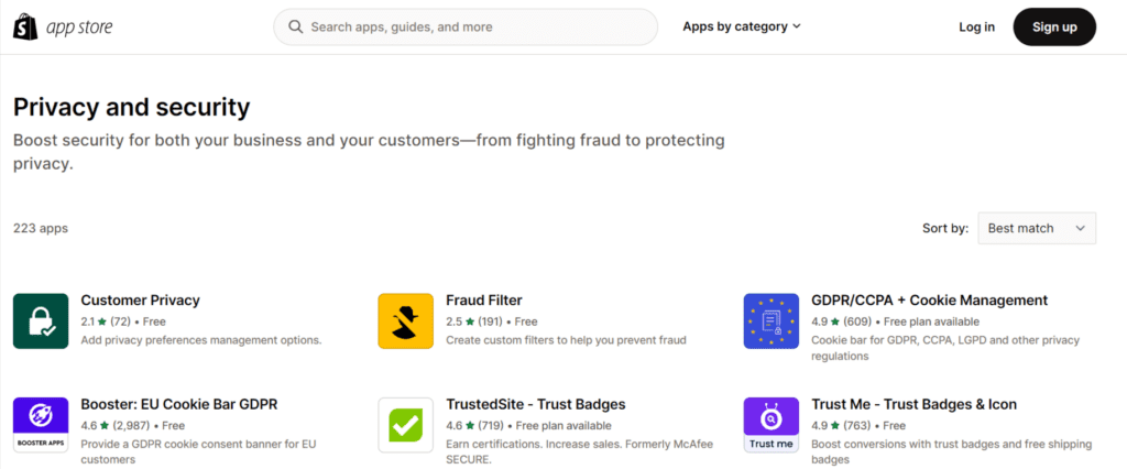 Best privacy and security apps for shopify app store