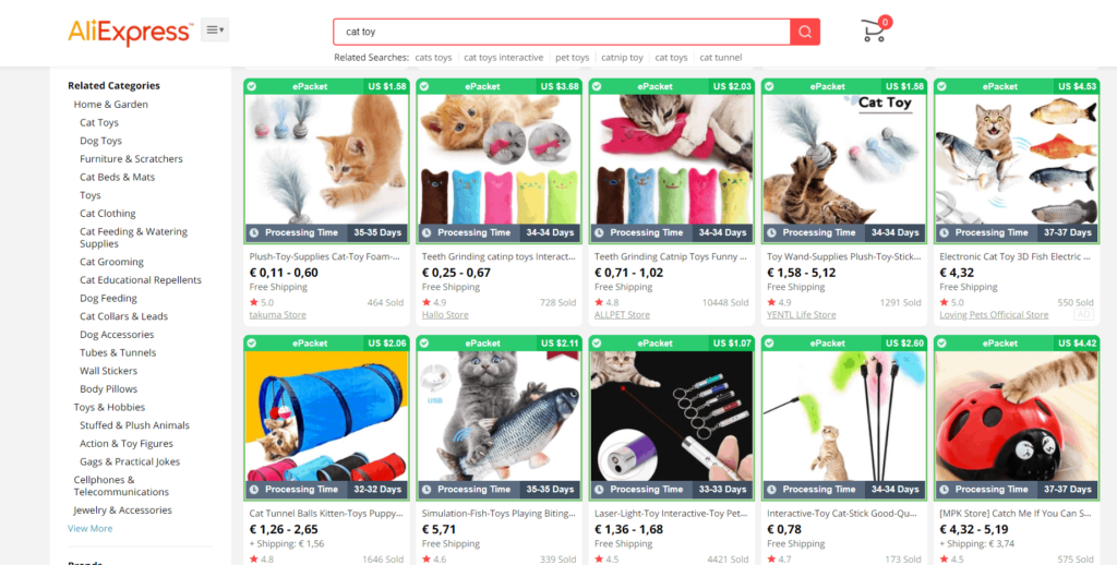 Pets dropshipping niche idea Aliexpress