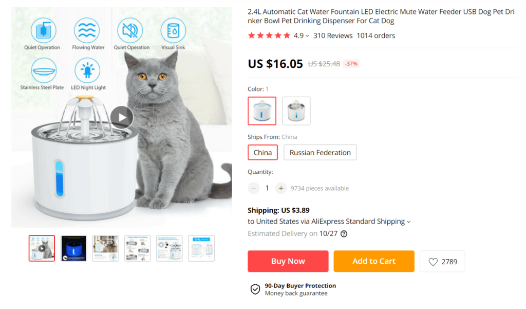 Cat automatic water dispenser AliExpress