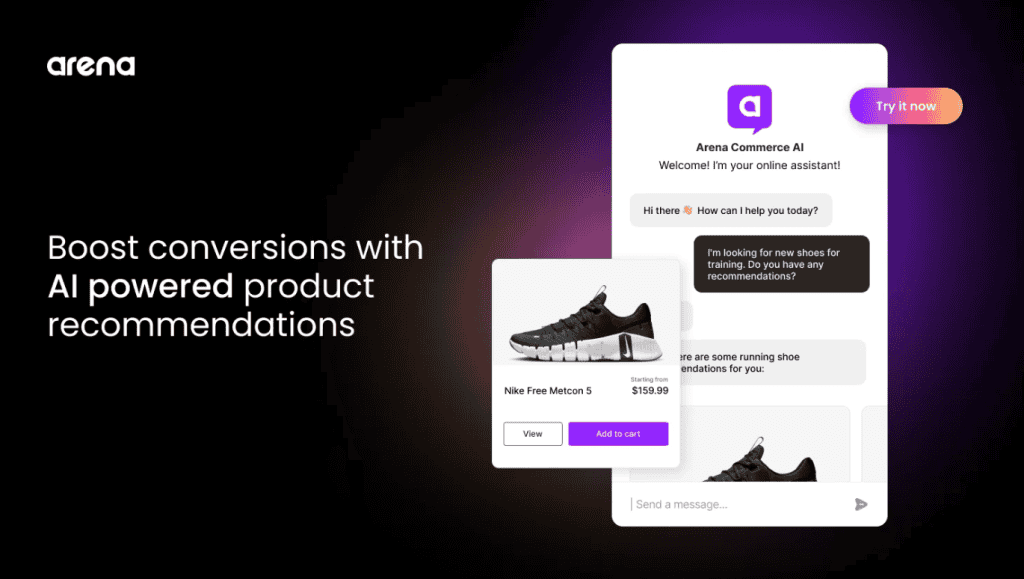 Commerce AI product recommendations chatbot