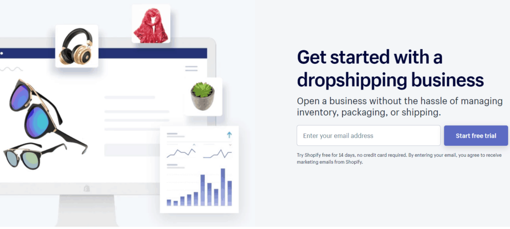 Shopify free trial page