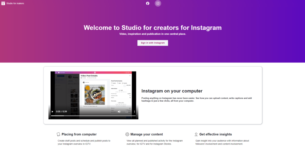 Facebook Creator Studio page