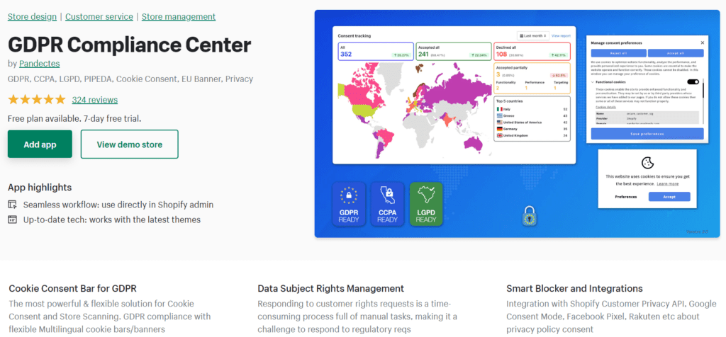 GDPR cookie consent app in the Shopify App Store