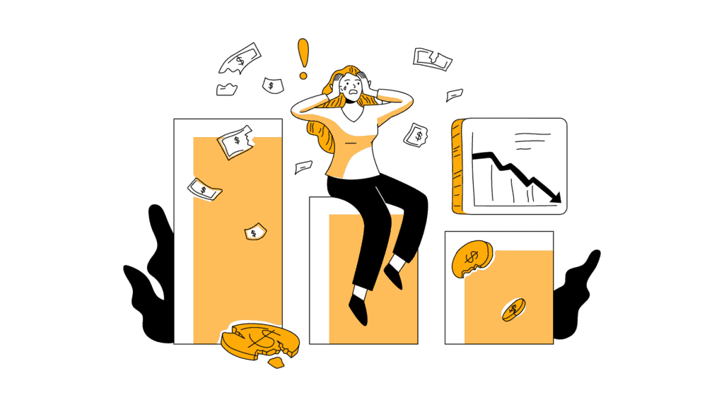 A woman losing money