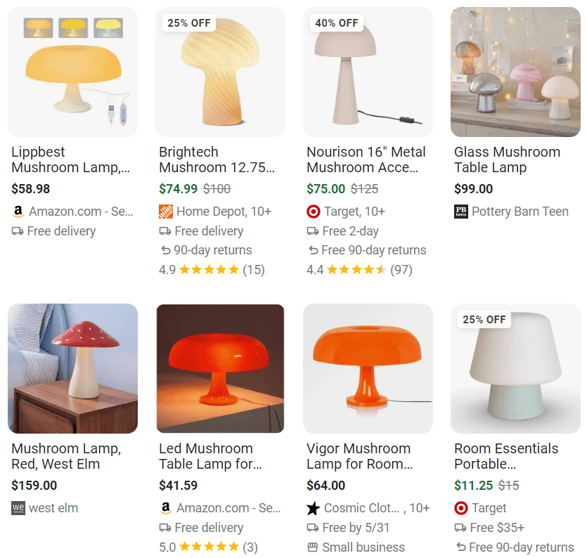 Mushroom lamps