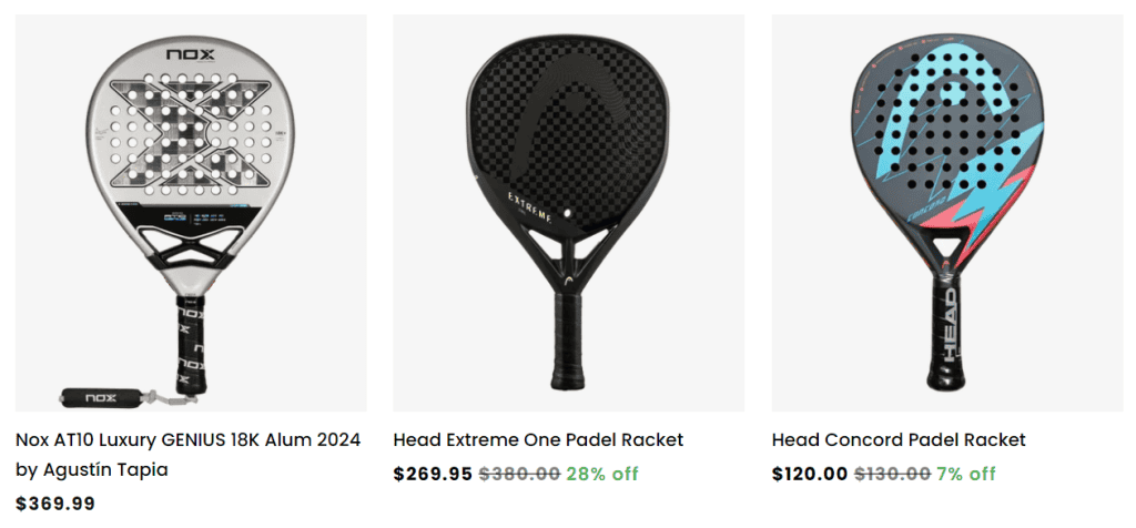 Padel rackets catalog