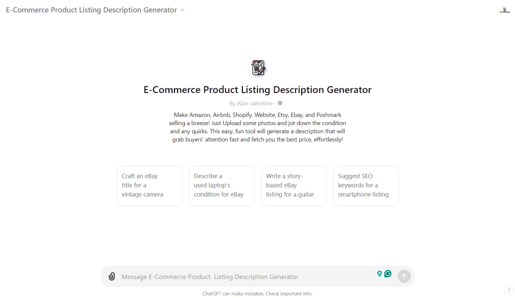 Listing description generator GPT