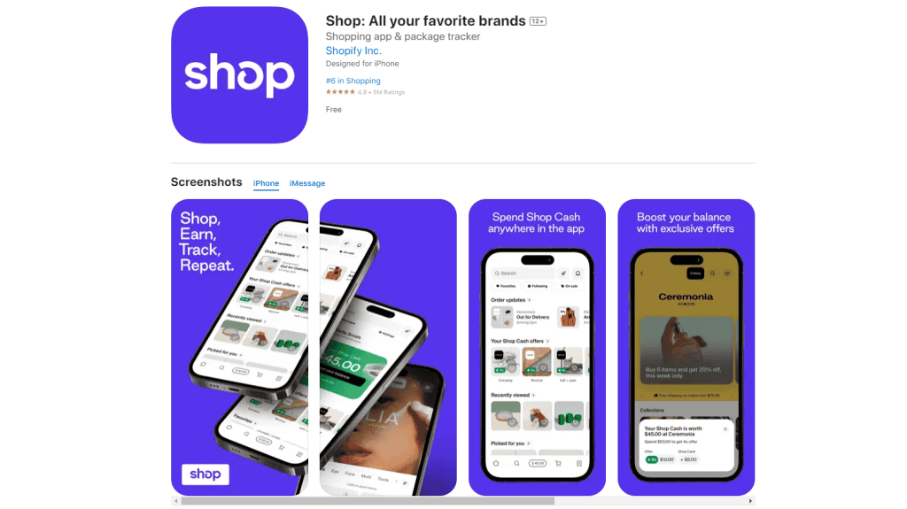 Shop app on Apple App Store