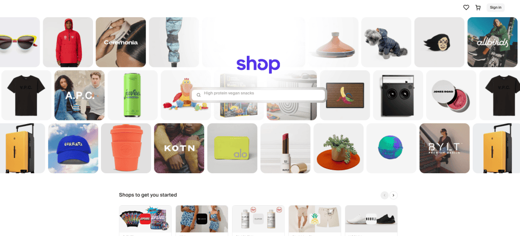 Shop app hero homepage