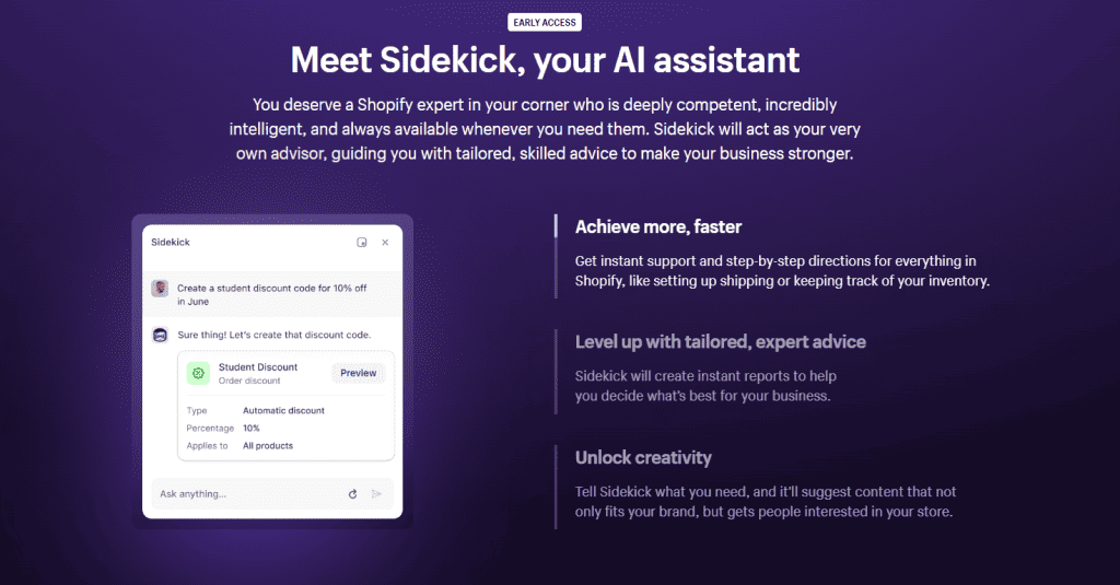 Shopify Sidekick page