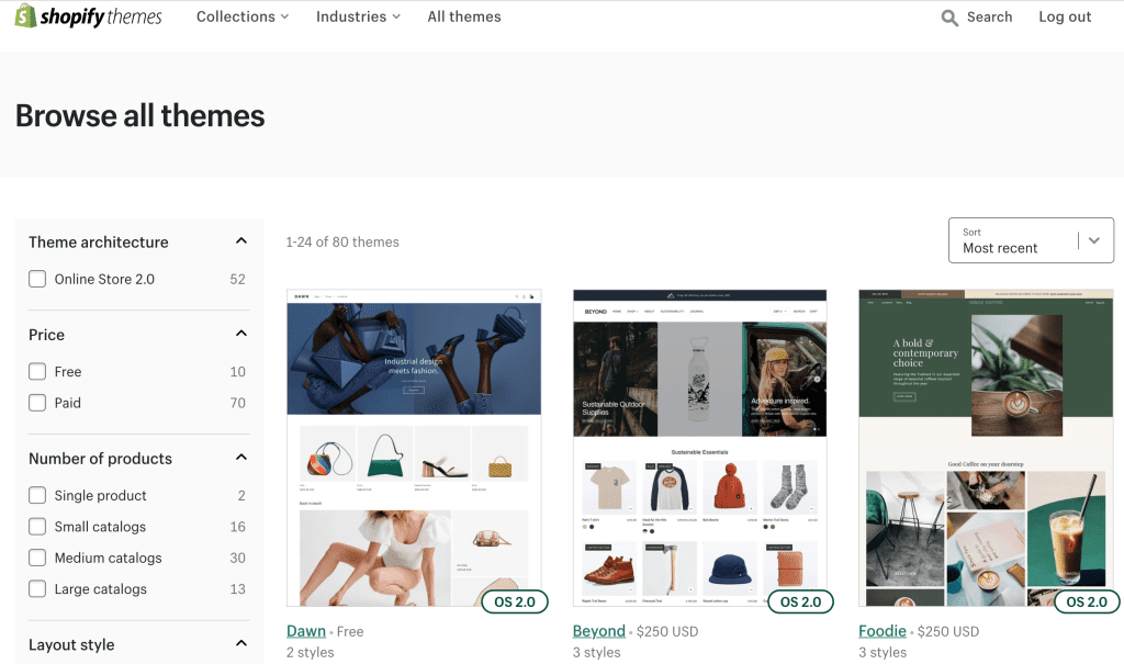 Shopify store themes