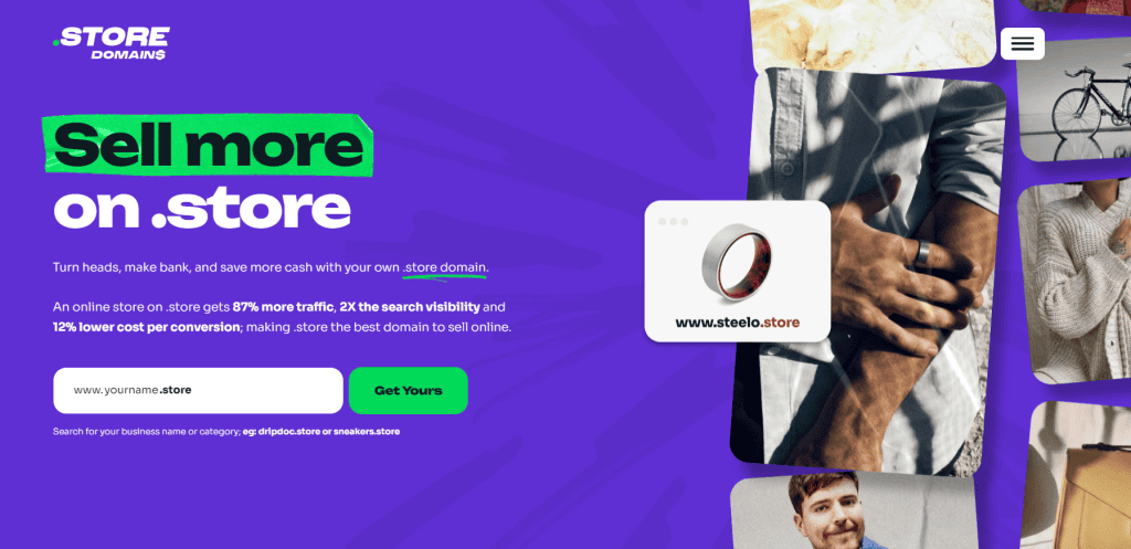 Store domains platform homepage