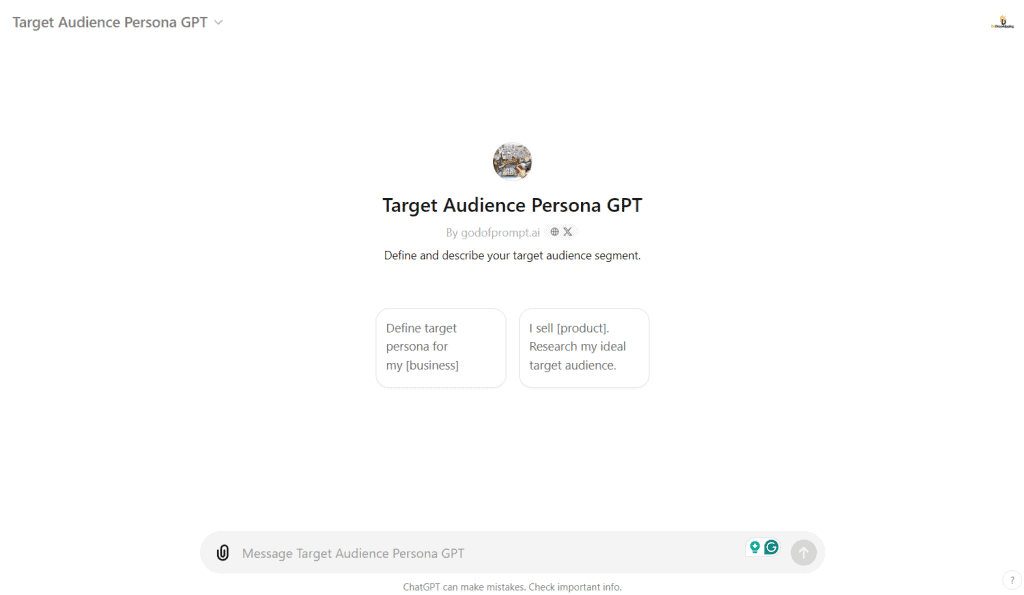 Target audience persona GPT