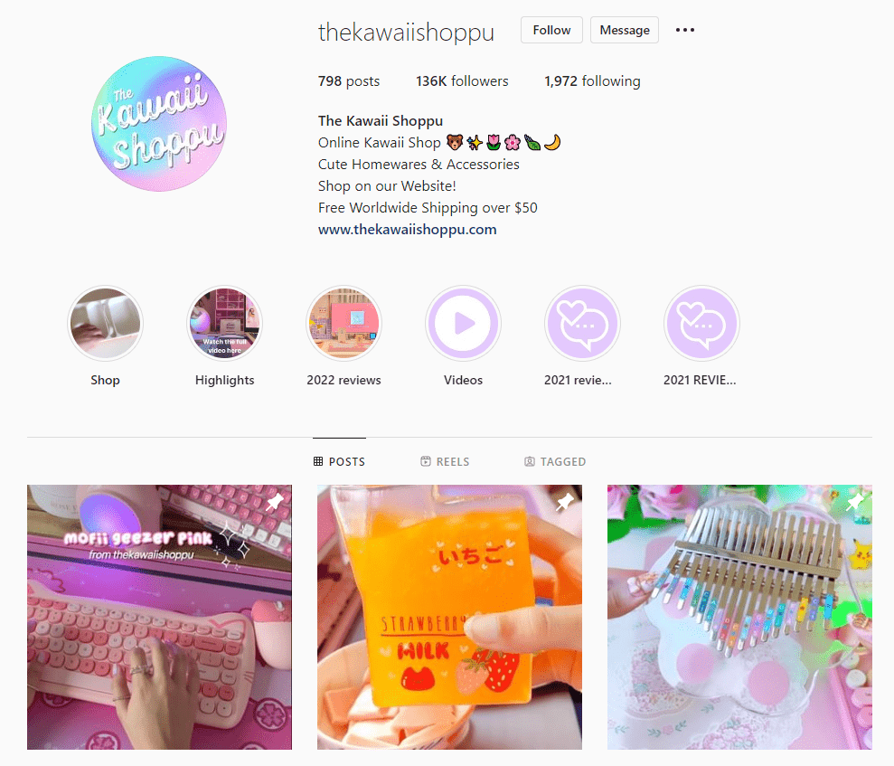 Instagram account from The Kawaii Shoppu