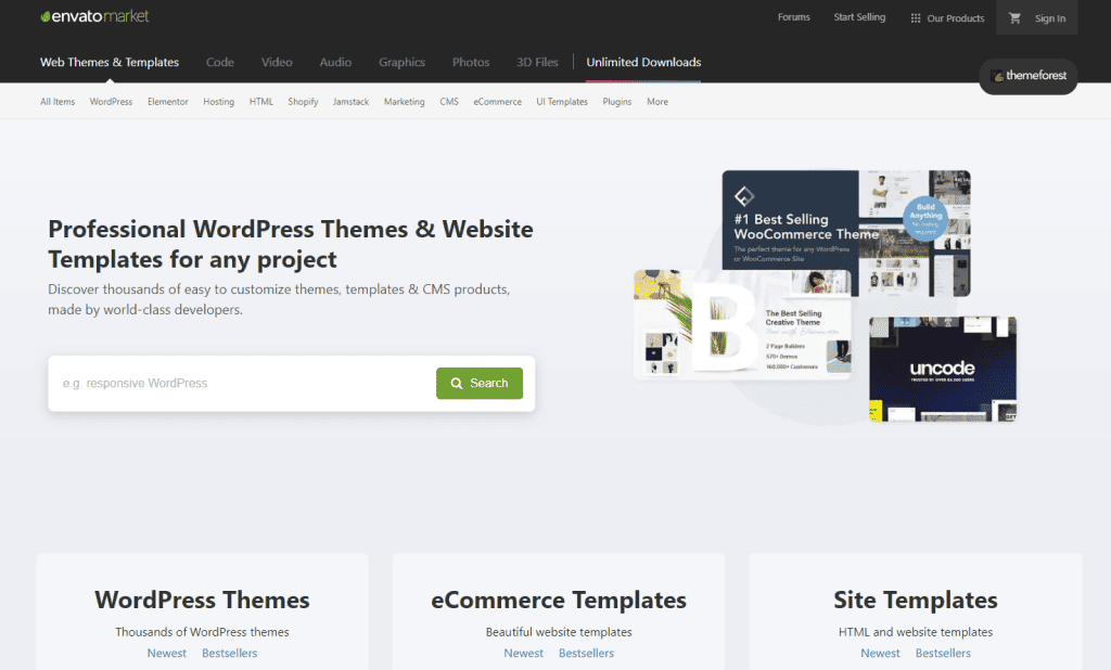 ThemeForest homepage