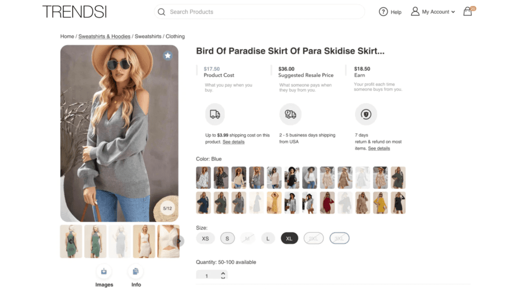 Trendsi product page